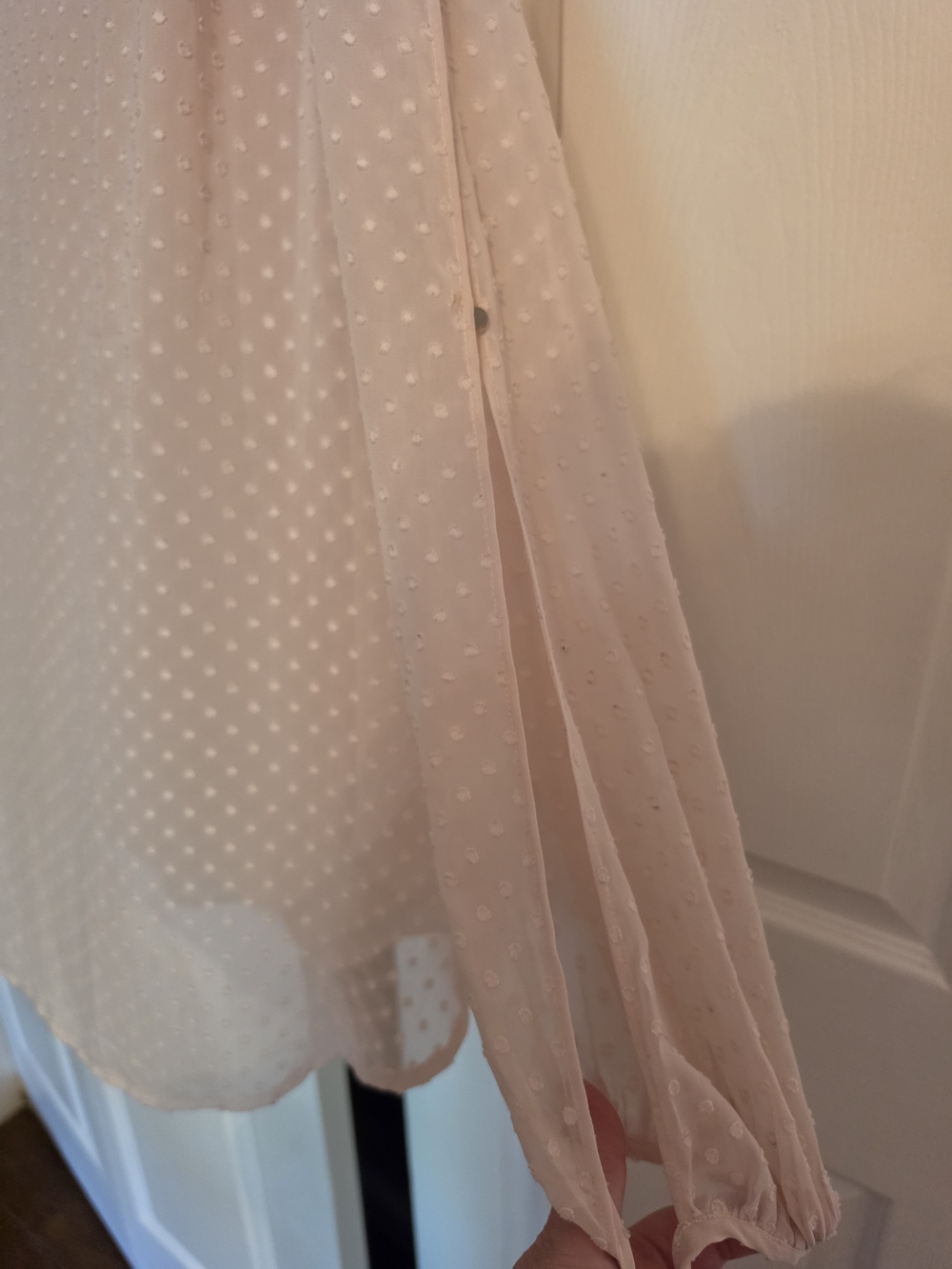 The Limited Blush Pink Swiss Dot Keyhole Blouse - Picture 5 of 6